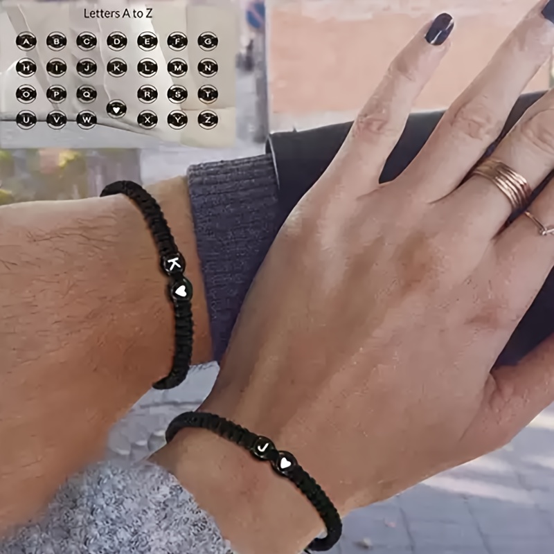 1pc Couple Adjustable Cord 26 Letter Bracelets Men Women Birthday